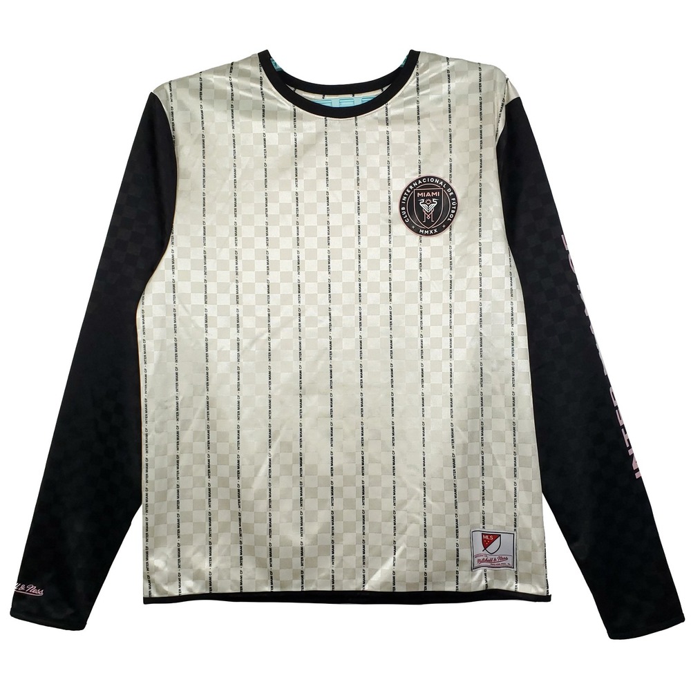 Inter Miami CF Mitchell & Ness MLS‎ Large Longsleeve Jersey Cream Black New